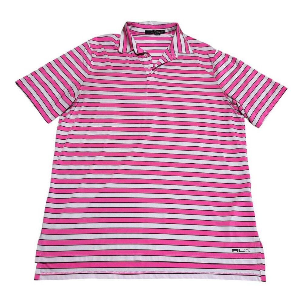 RLX Ralph Lauren Striped Polyester Blend Performance Polo Shirt Mens XL‎